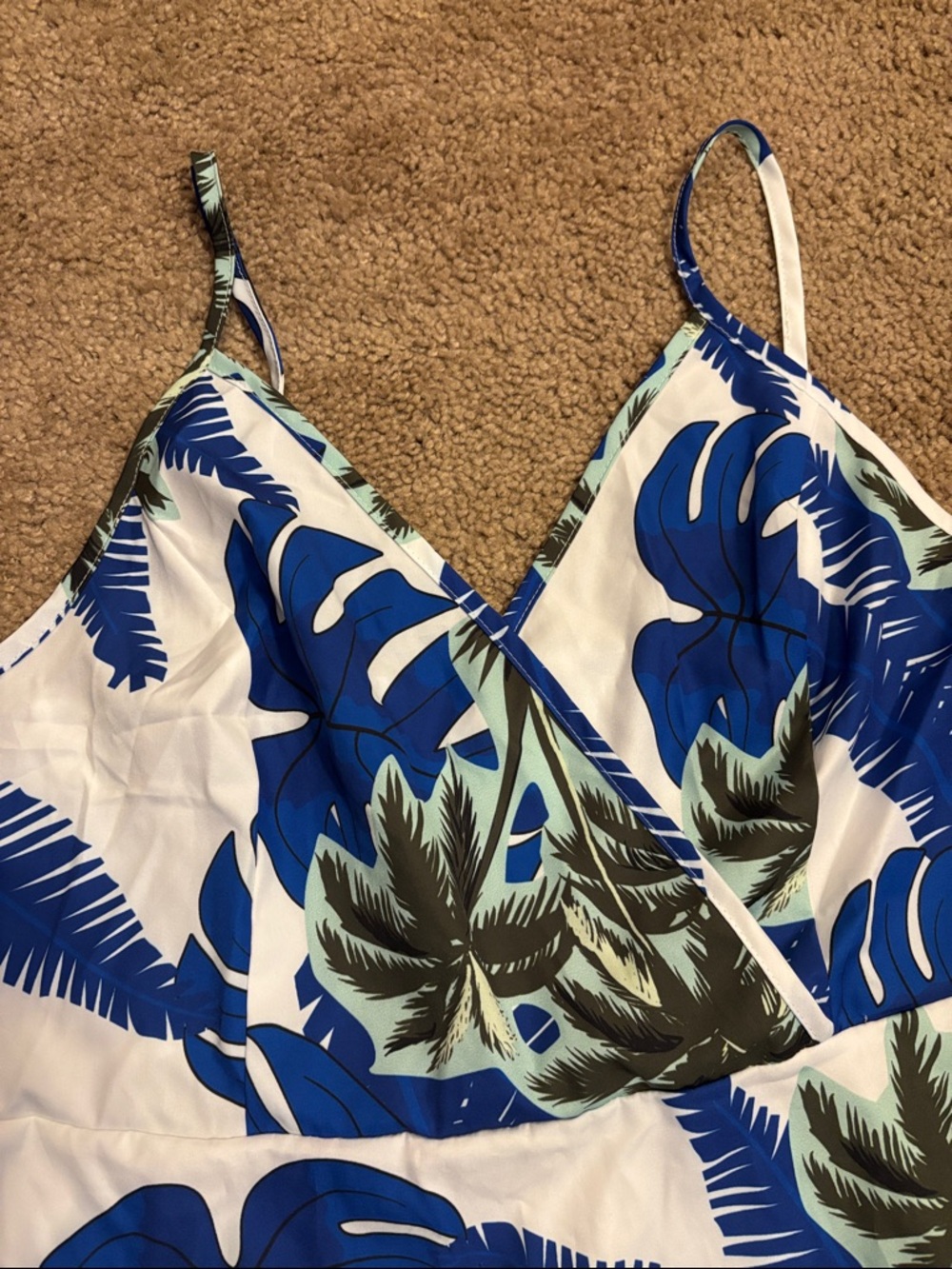 Tropical Blue & White Sleeveless Sundress - Picture 2 of 4